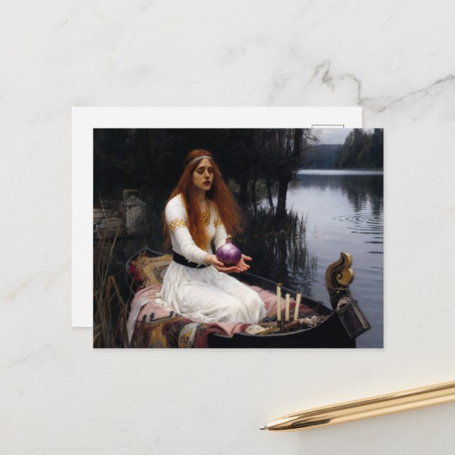 Silly Lady of Shallot Parody Postcard (Front/Back In Situ)