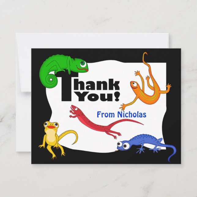 Silly Leaping Lizard Thank You Note (Front)