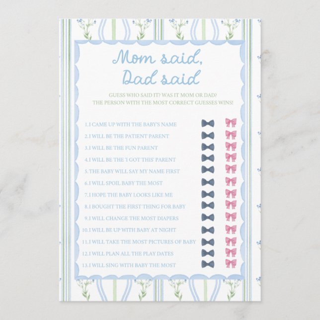 Silly Little Goose Baby Shower Game (Front)