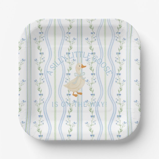 Silly Little Goose Baby Shower  Paper Plate (Front)