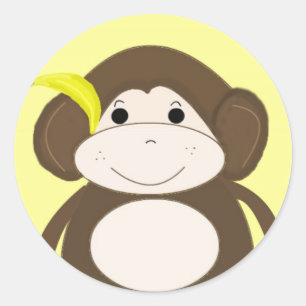Silly Little Monkey Classic Round Sticker