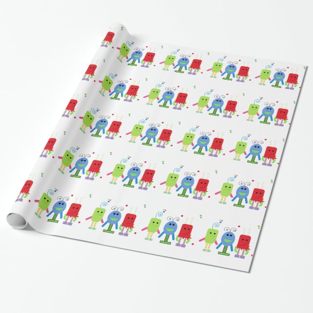 Silly Little Monsters Wrapping Paper (Unrolled)