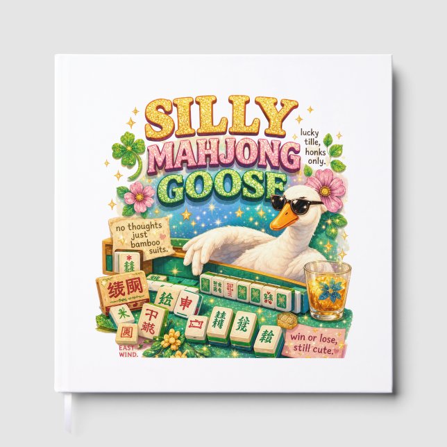 Silly Mahjong Goose Cute Bird Guest Book (Front)