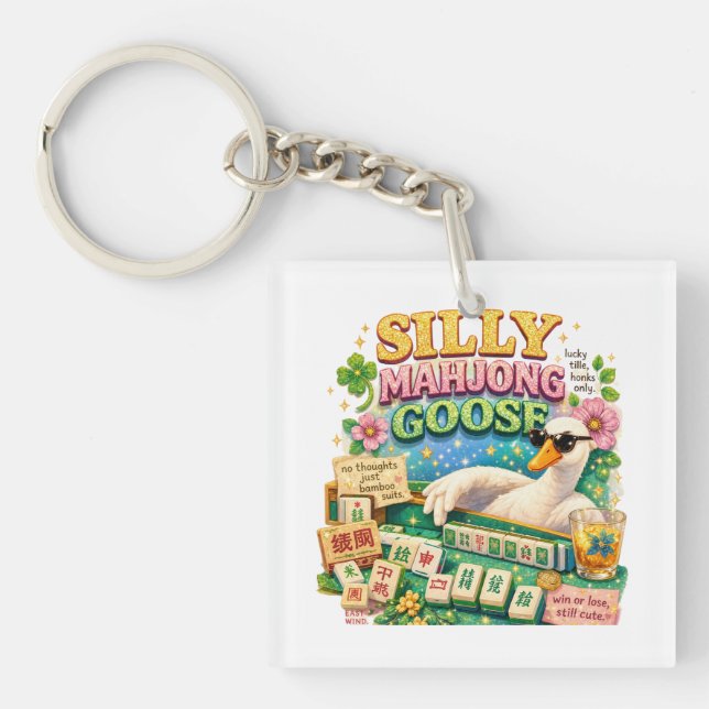 Silly Mahjong Goose Cute Bird Key Ring (Front)