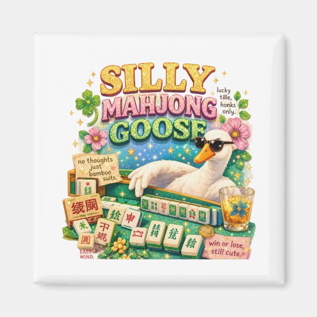 Silly Mahjong Goose Cute Bird Magnet (Front)