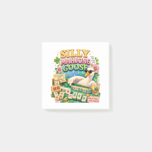 Silly Mahjong Goose Cute Bird Post-it Notes (Front)