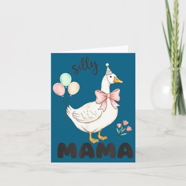 Silly Mama Goose Mom Birthday Party Family Matchin Card (Front)