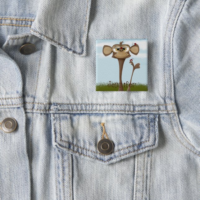 Silly Monkey and Ladybugs 15 Cm Square Badge (In Situ)