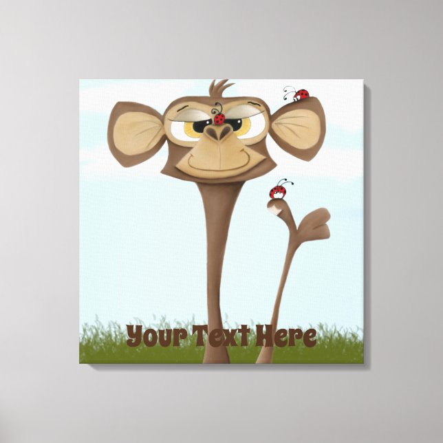 Silly Monkey and Ladybugs Canvas Print (Front)