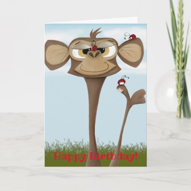 Silly Monkey and Ladybugs Card (Front)