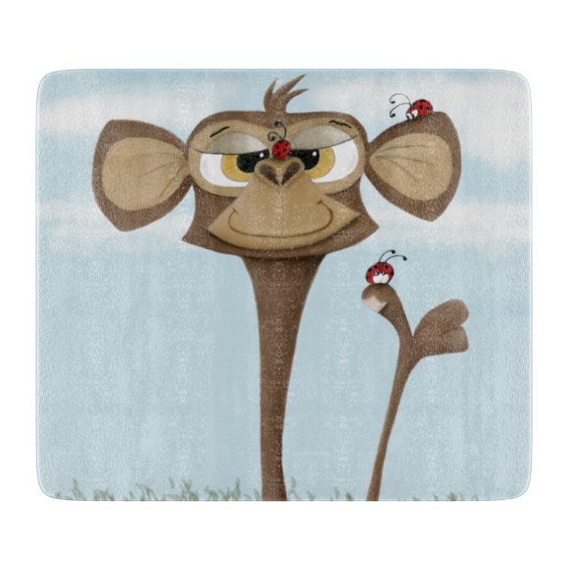 Silly Monkey and Ladybugs Cutting Board (Front)