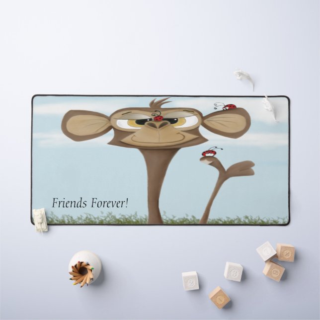 Silly Monkey and Ladybugs Desk Mat (Kids Table)