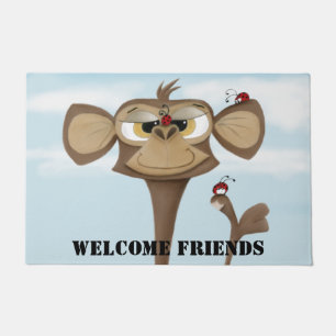Silly Monkey and Ladybugs Doormat