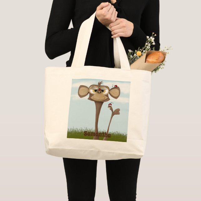 Silly Monkey and Ladybugs Large Tote Bag (Front (Product))