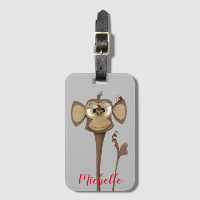 Silly Monkey and Ladybugs Luggage Tag (Front Vertical)