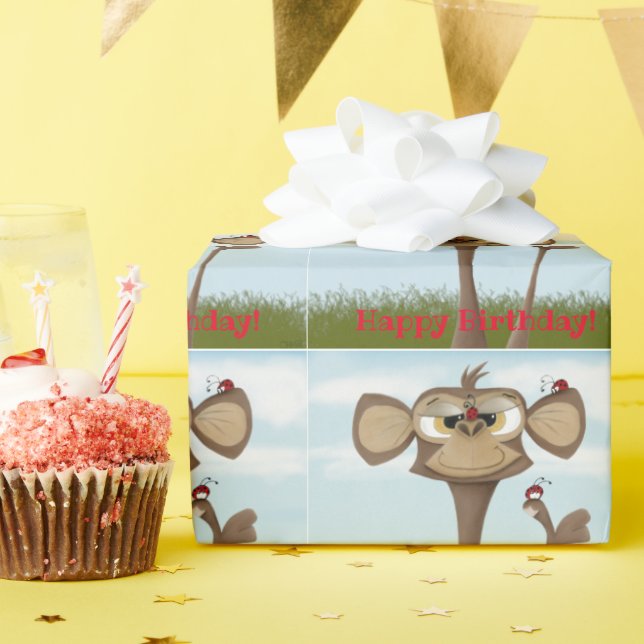 Silly Monkey and Ladybugs Wrapping Paper (Birthday Party)
