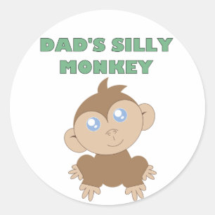 Silly Monkey - Classic Round Sticker, Glossy Sticker