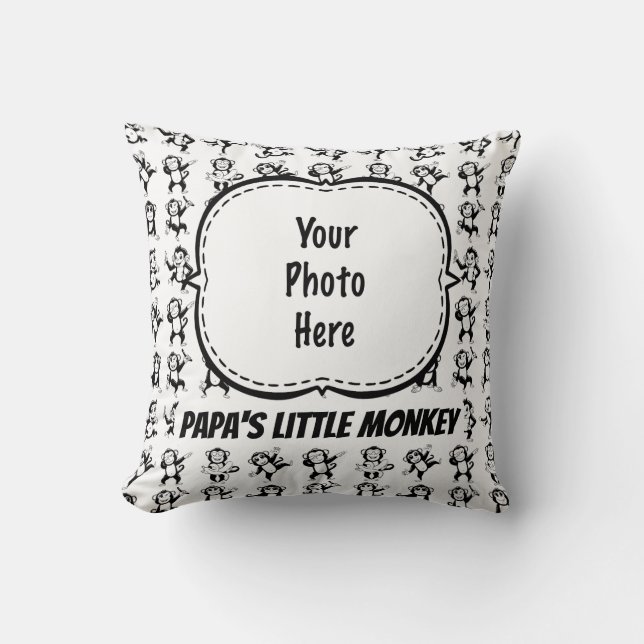 Silly Monkey Frame Personalised Photo Cushion (Front)