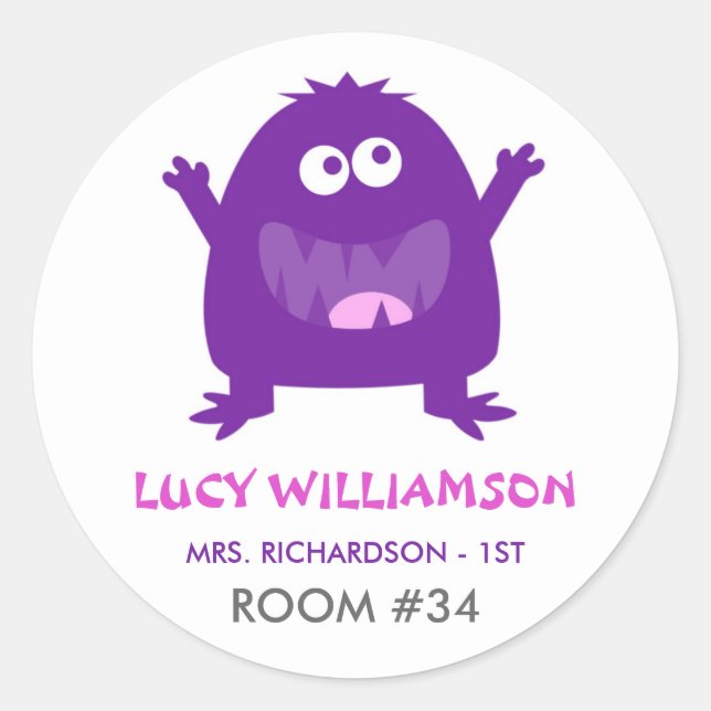 Silly Monster Classroom Name Tag Label (Front)