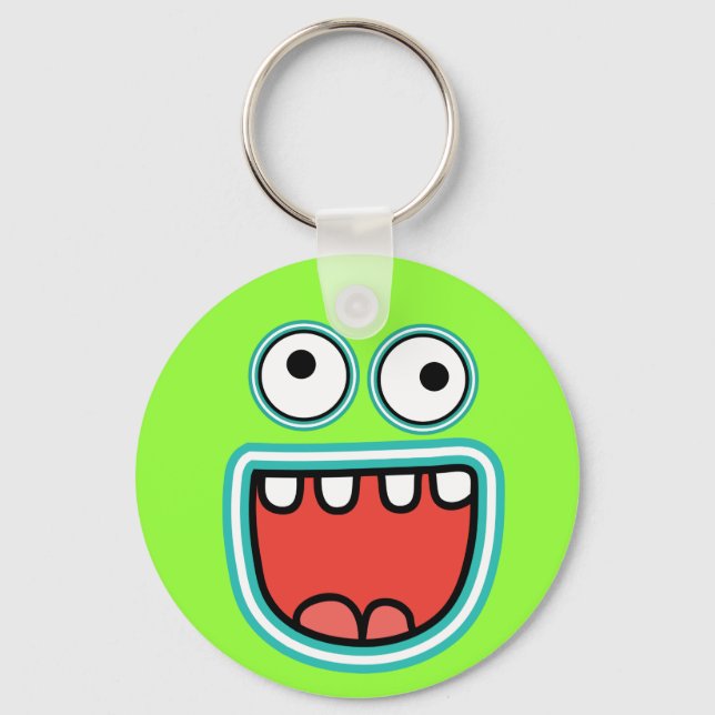 Silly Monster Grin Face Key Ring (Front)