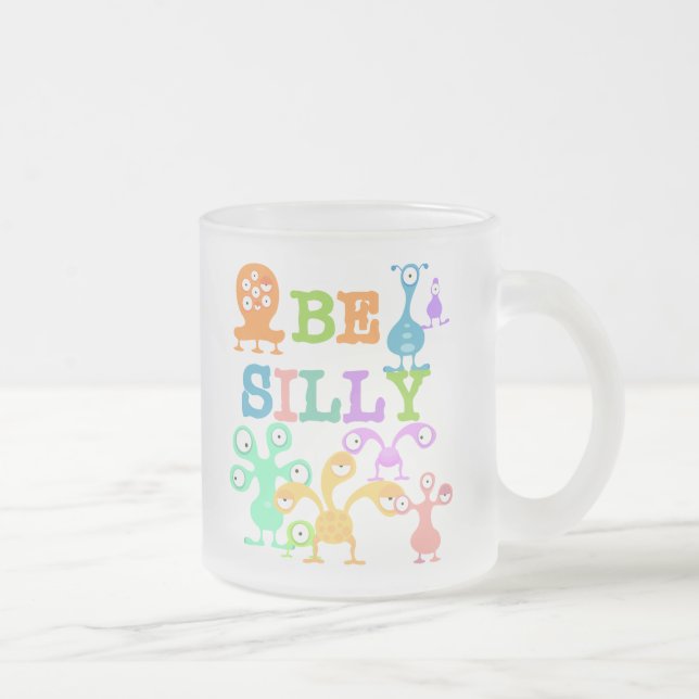Silly Monsters Frosted Glass Coffee Mug (Right)