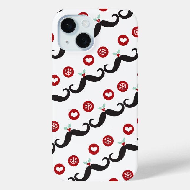 Silly Moustache Funny Face Mistletoe Heart Holiday Case-Mate iPhone Case (Back)