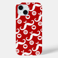 Silly Moustache Funny Santa Face Snowflake Holiday