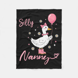 Silly Nanny Cute Goose Grandmother Family Matching Fleece Blanket