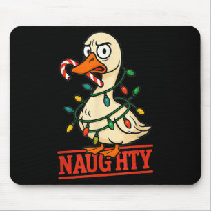 Silly Naughty Goose Christmas Tree Lights Santa Ha Mouse Mat