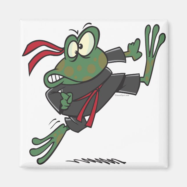 silly ninja frog cartoon magnet (Front)