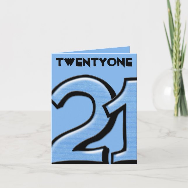 Silly Number 21 blue Note Card (Front)