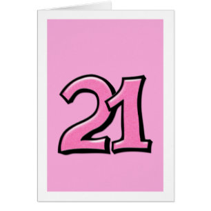 Silly Number 21 pink Card