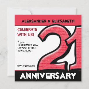 Silly Number 21 red Anniversary Party Invitation