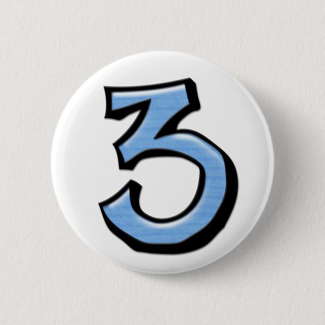 Silly Number 3 blue Button (Front)