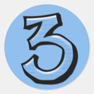 Silly Number 3 blue Sticker