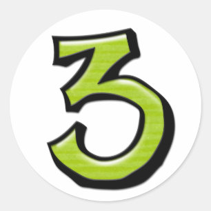 Silly Number 3 green Sticker