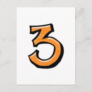 Silly Number 3 orange white Postcard