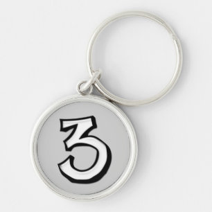 Silly Number 3 white Premium Keychain