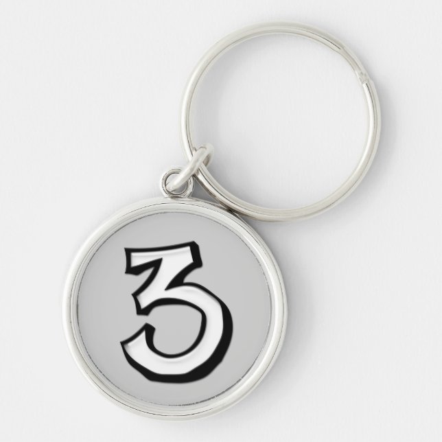 Silly Number 3 white Premium Keychain (Front)