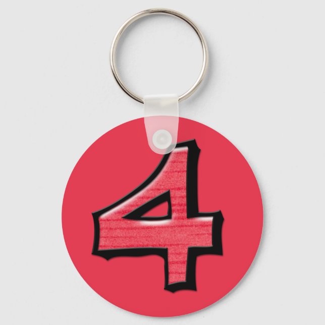 Silly Number 4 red Keychain (Front)