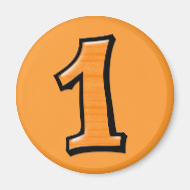 Silly Numbers 1 orange  Magnet (Front)