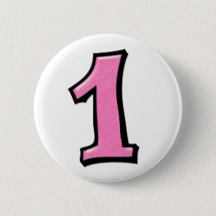 Silly Numbers 1 pink Button