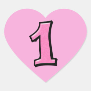 Silly Numbers 1 pink Heart Sticker