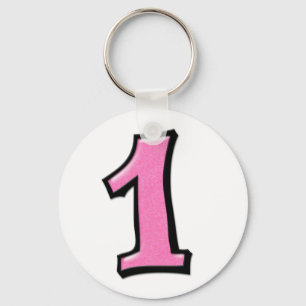 Silly Numbers 1 pink Keychain