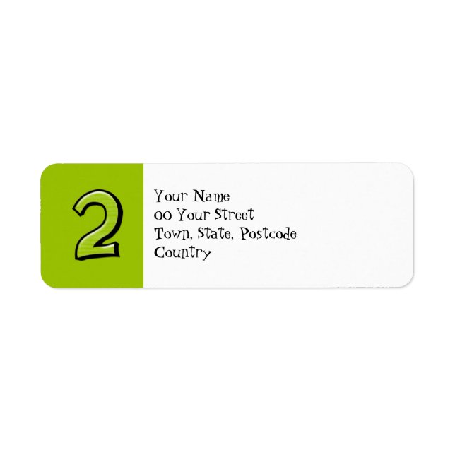 Silly Numbers 2 green Return Address Label (Front)