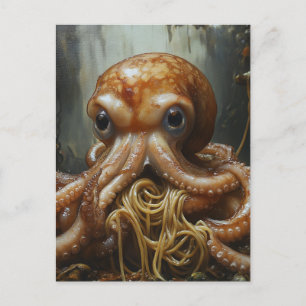 Silly Octopus Eating Spaghetti Postcard