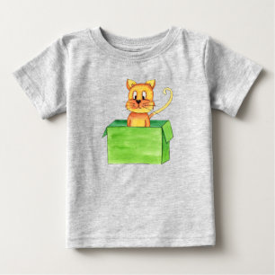 Silly Orange Playing Cat In A Box Baby T-Shirt