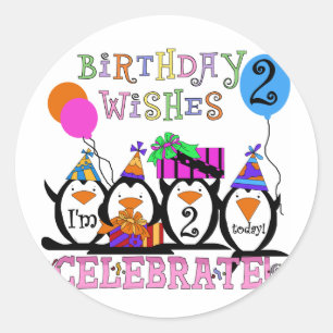 Silly Penguins 2nd Birthday T-shirts and Gifts Classic Round Sticker