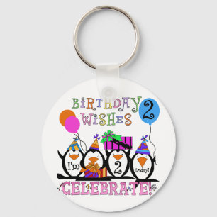 Silly Penguins 2nd Birthday T-shirts and Gifts Key Ring