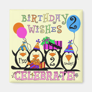 Silly Penguins 2nd Birthday T-shirts and Gifts Magnet
